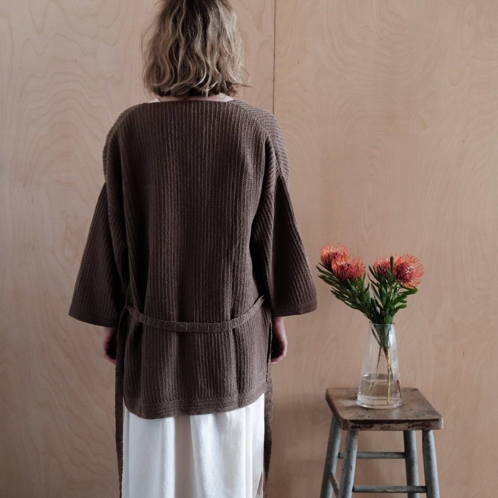 First Rite Sweater Crochet Cardigan, Cocoa, M